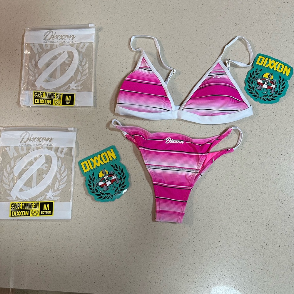 DIXXON Pink and White Striped Bikini